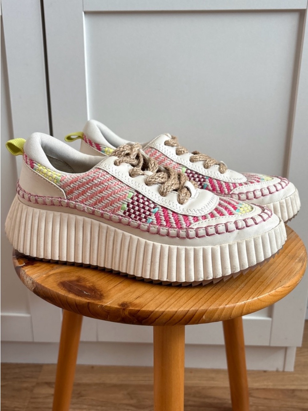 Dolce Vita White and Beige Sneaker Interior with Printed Insole